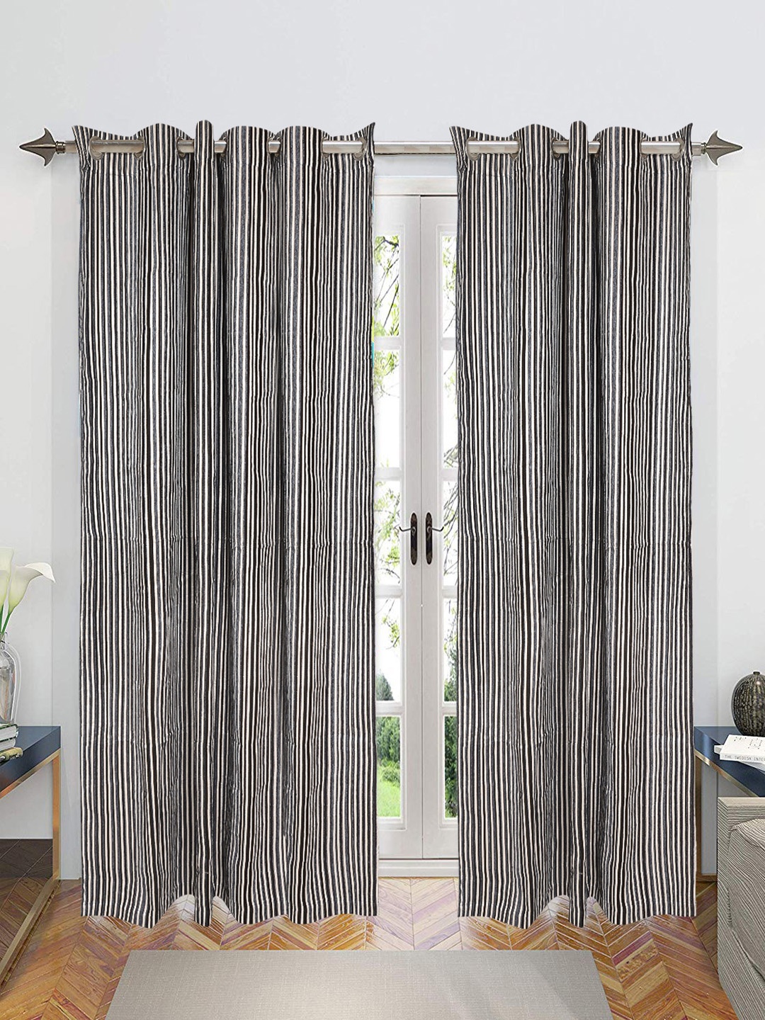 

Saral Home Chenille Blackout Set of 2 Grey Long Door Curtains