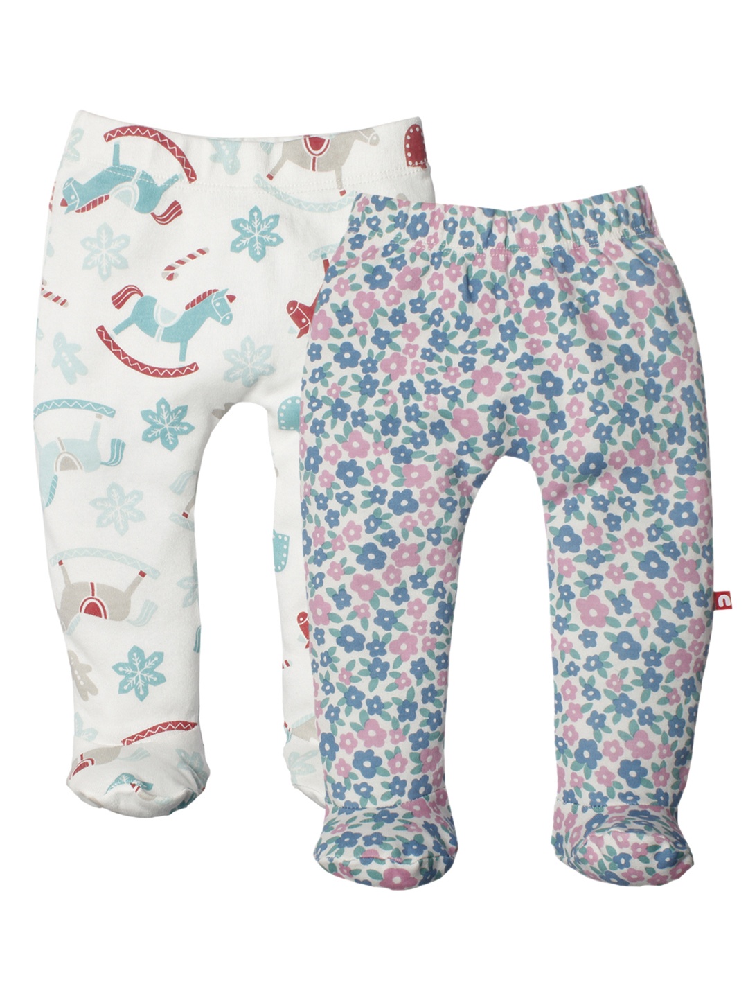 

Nino Bambino Infant Girls Pack of 2 Printed Organic-Cotton Leggings, White