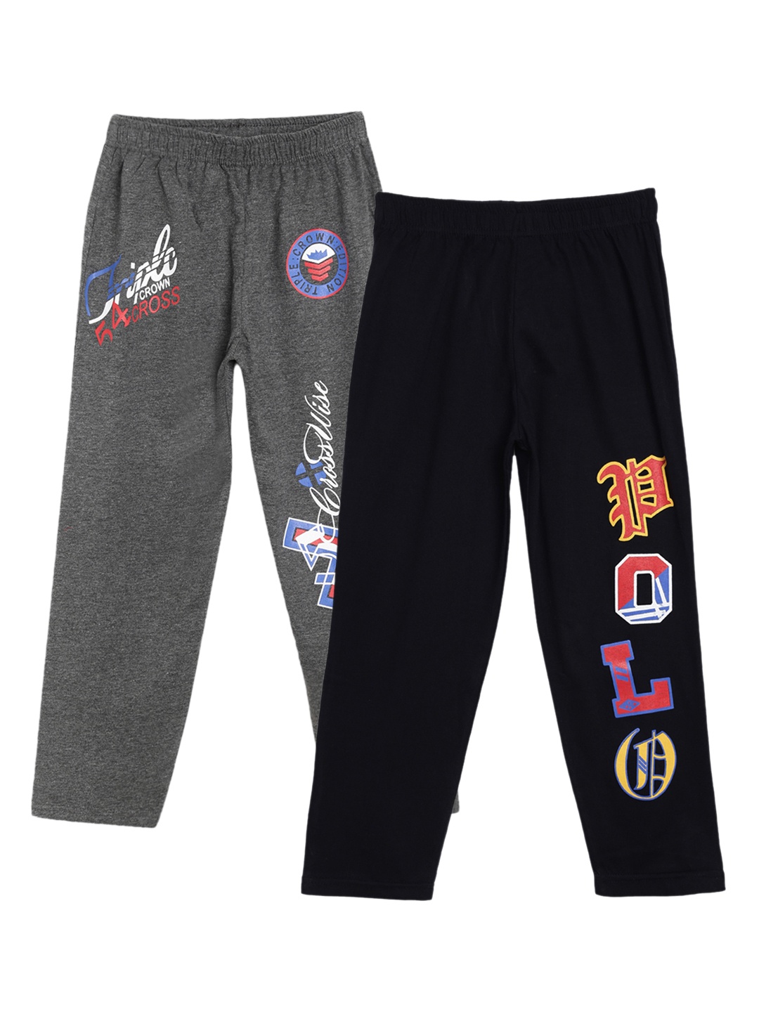 SWEET ANGEL Boys Pack of 2 Printed Straight-Fit Track Pants, Black