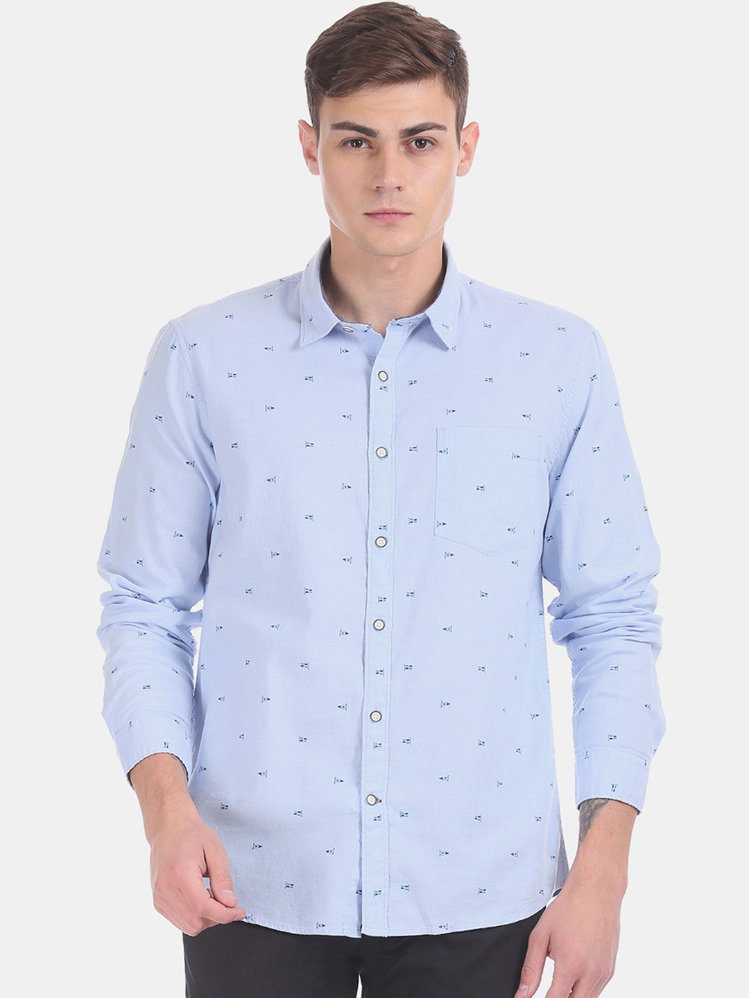 

Ruggers Men Blue Regular Fit Printed Casual Shirt