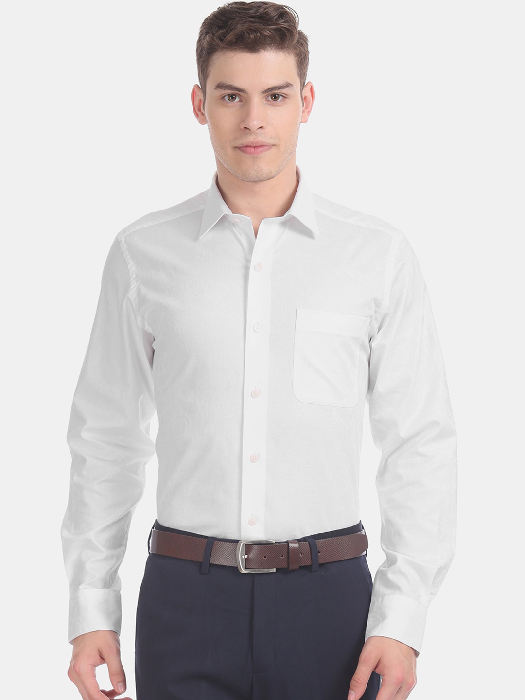 Arrow Men White Regular Fit Solid Formal Shirt