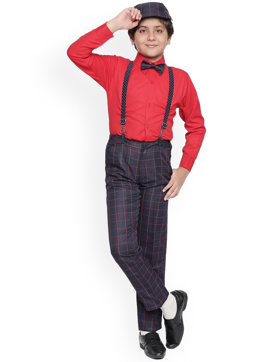 

Jeetethnics Boys Navy Blue & Red Shirt with Trousers