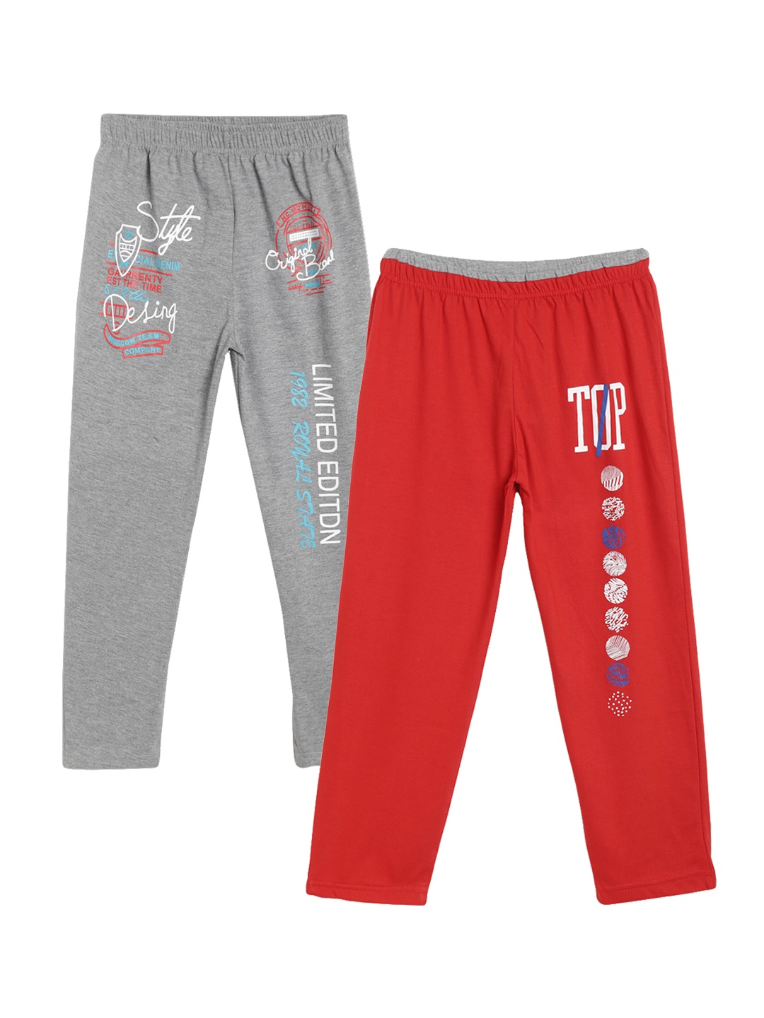 

SWEET ANGEL Boys Pack of 2 Printed Straight-Fit Track Pants, Grey melange