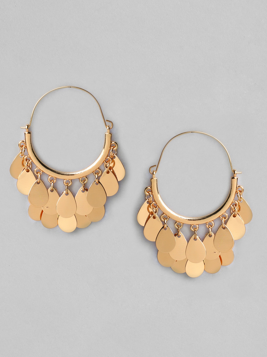 

Rubans Gold-Plated Crescent Shaped Handcrafted Hoop Earrings