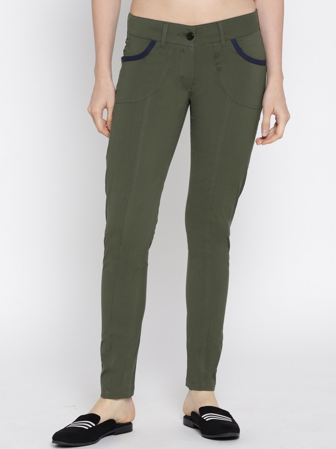 

JUMP USA Women Olive Green Regular Fit Solid Trousers