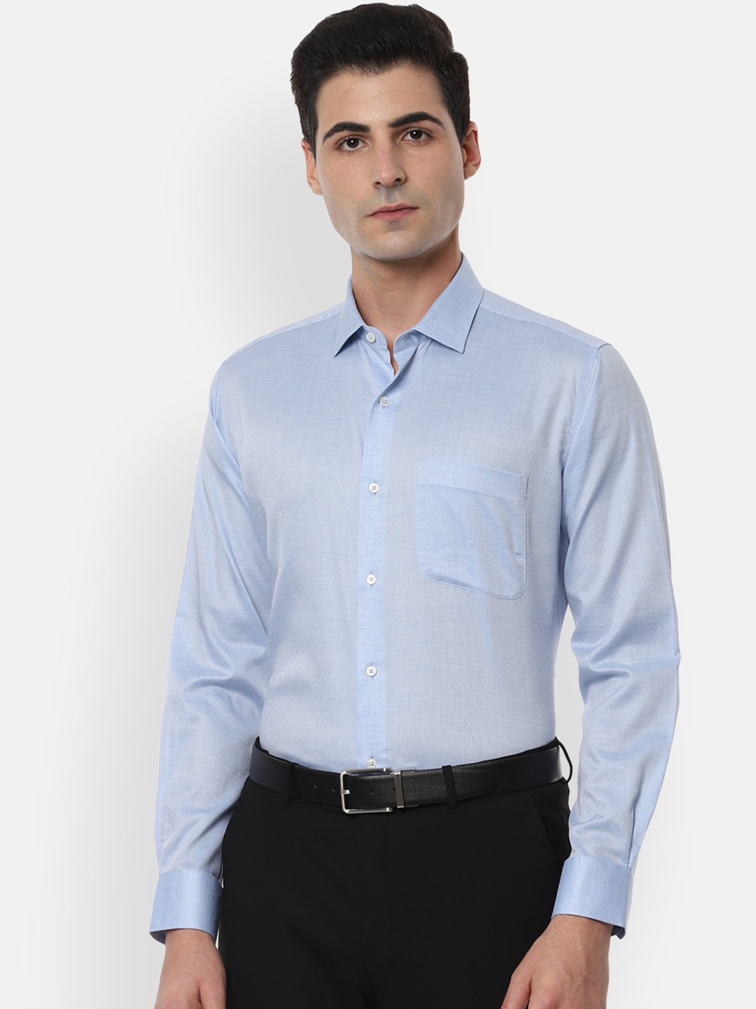 

Van Heusen Men Blue Regular Fit Self Design Formal Shirt
