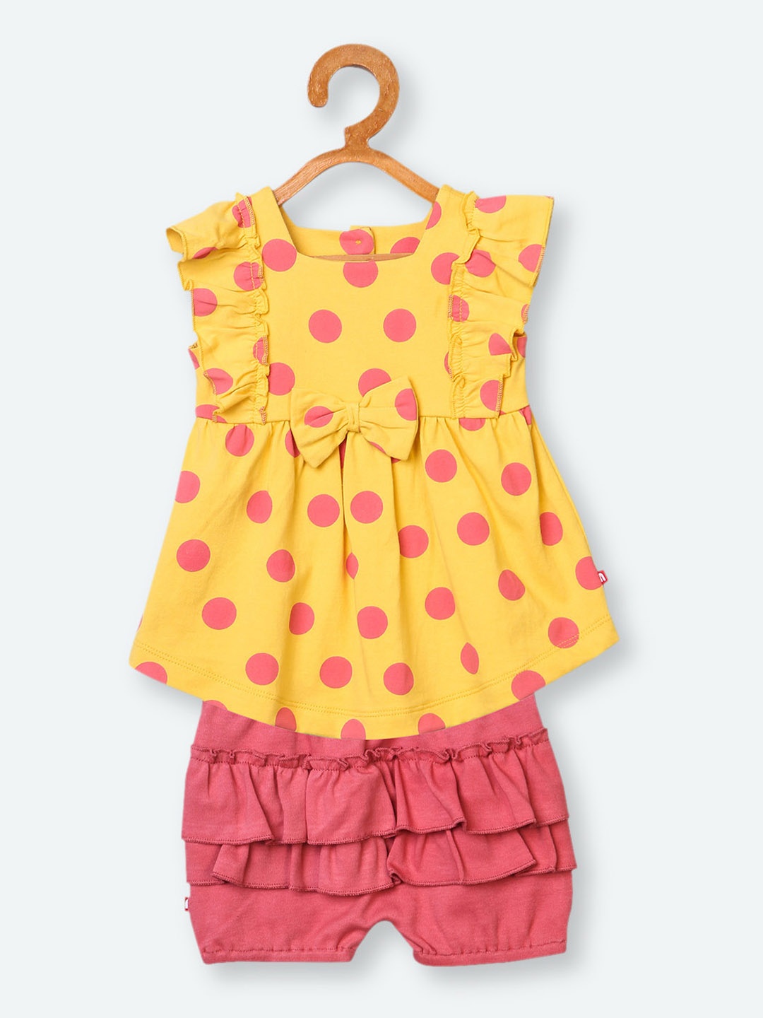 

Nino Bambino Girls Yellow & Pink Printed Top with Shorts