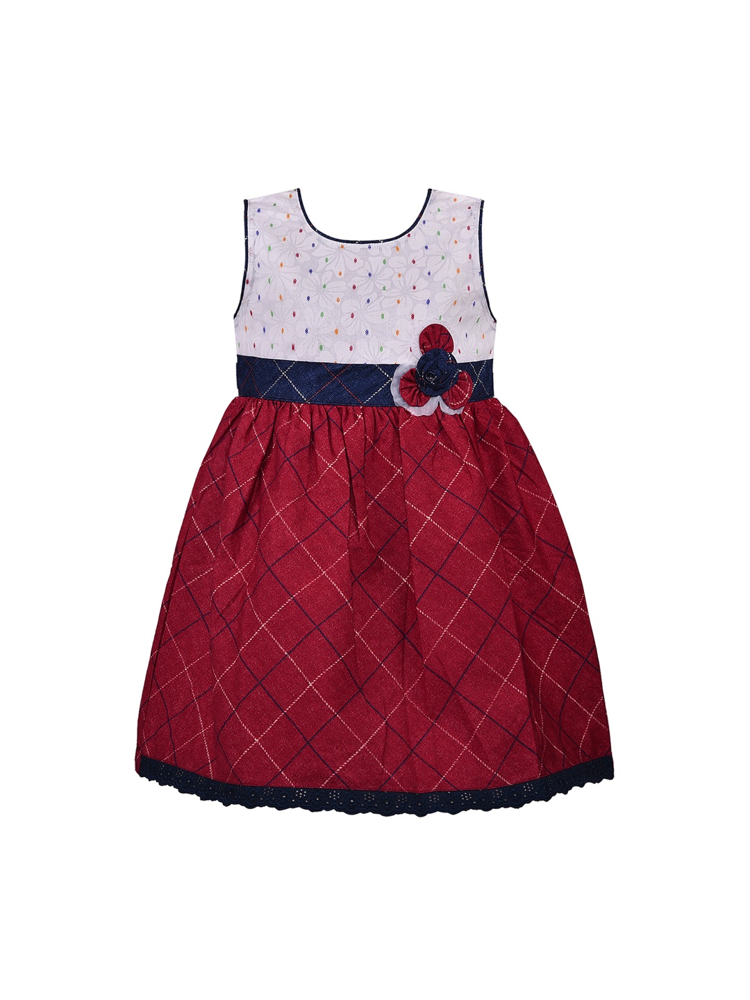 

Wish Karo Girls Red & White Printed Fit and Flare Dress