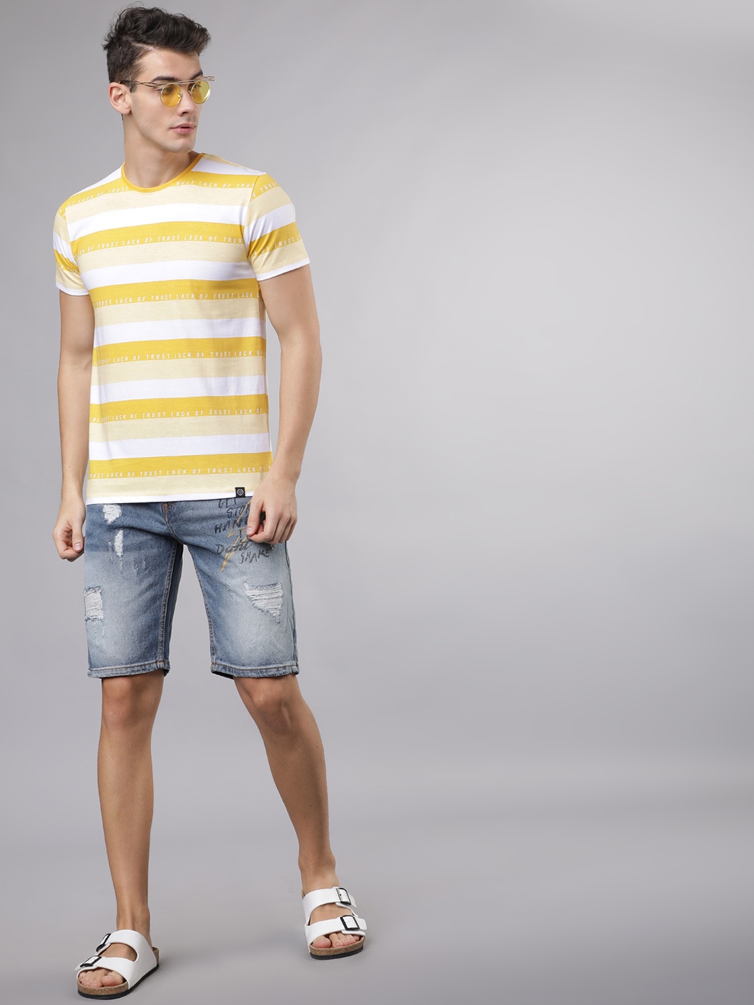 

HIGHLANDER Men Blue Washed Slim Fit Regular Shorts