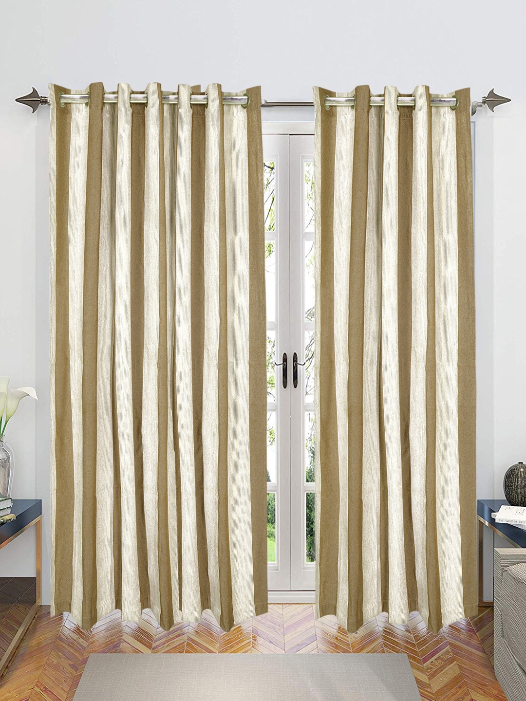 

Saral Home Bamboo Cotton Set of 2 Beige Long Door Curtains