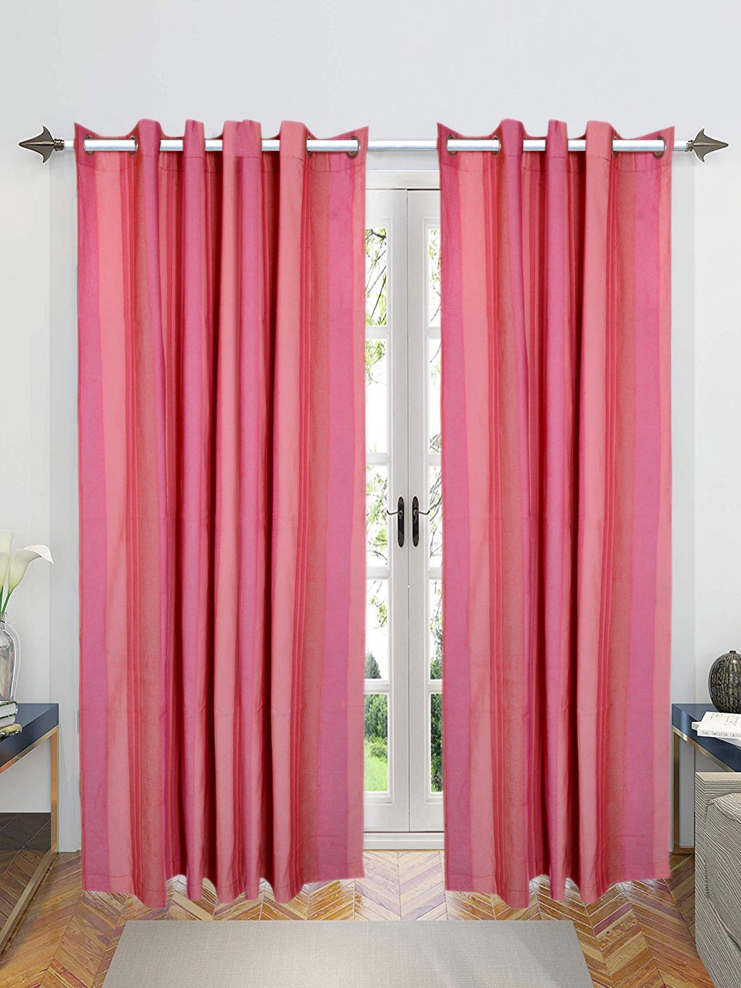 Saral Home Joy Cotton Set of 2 Pink Long Door Curtains