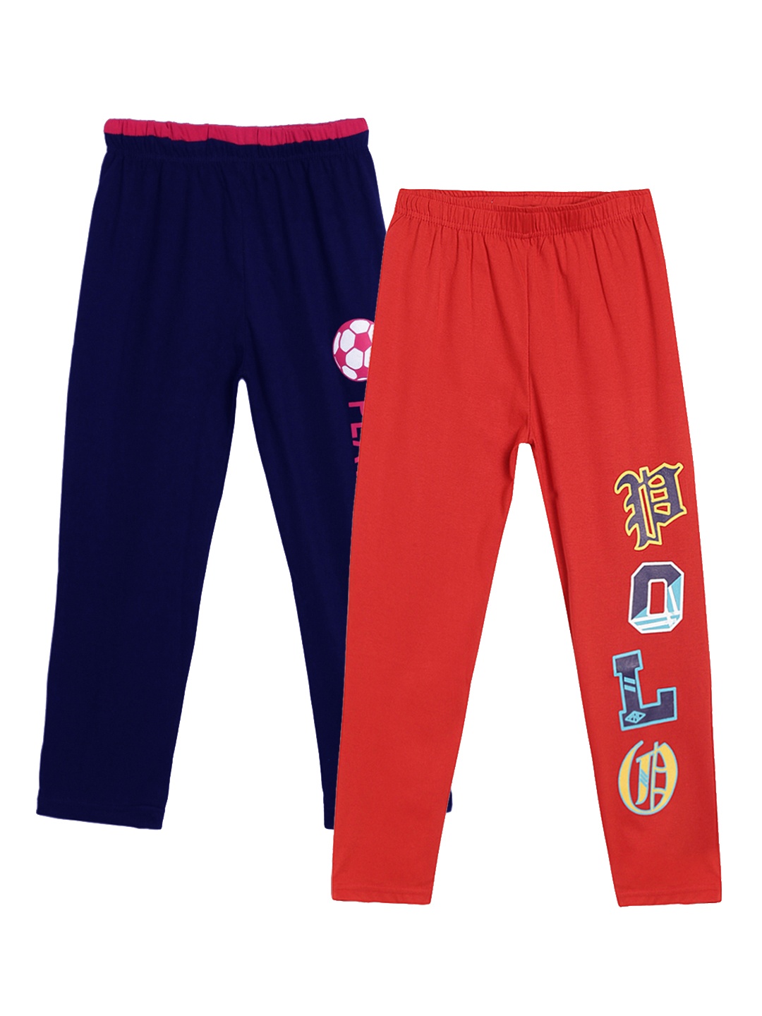 SWEET ANGEL Boys Pack of 2 Printed Straight-Fit Track Pants, Navy blue