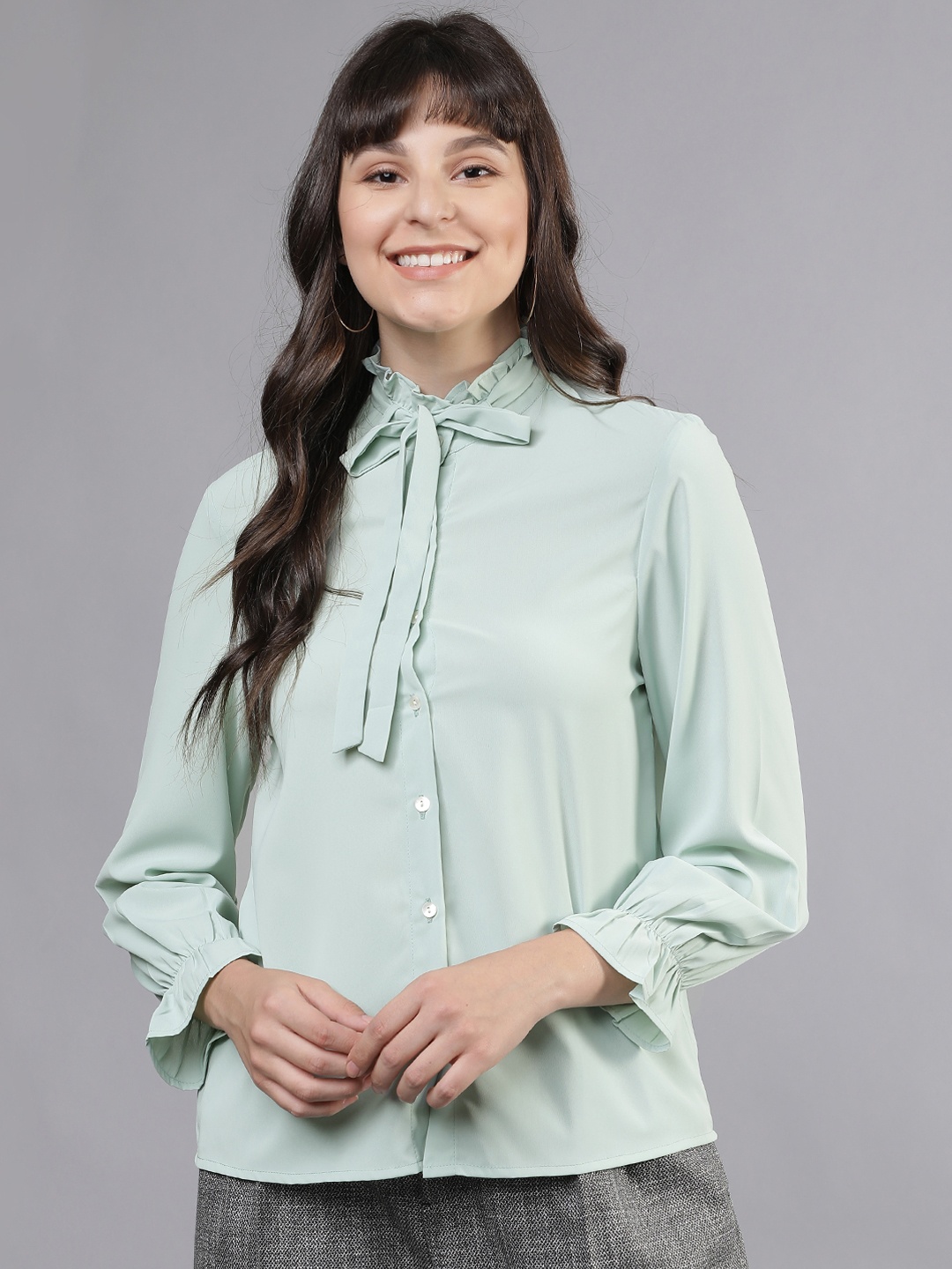 

Tokyo Talkies Women Green Regular Fit Solid Casual Shirt