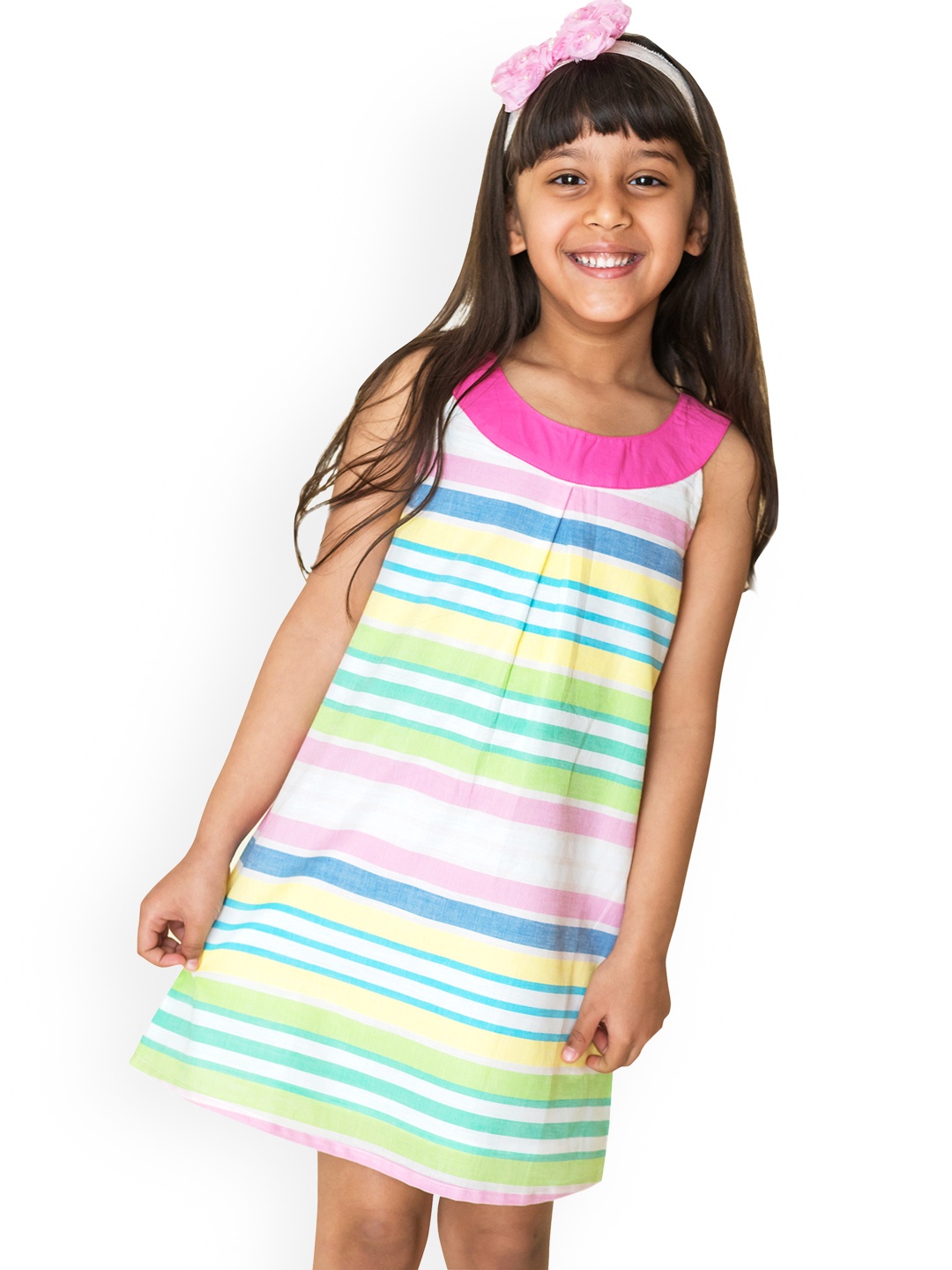 

Campana Girls Multicoloured Candy Stripe A-Line Dress, Multi