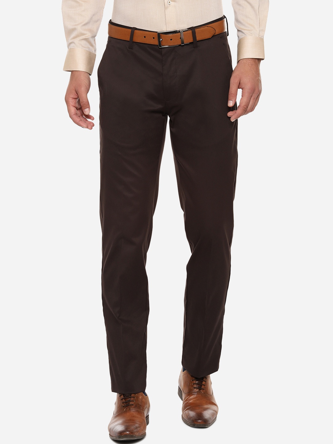 

Louis Philippe Men Brown Regular Fit Solid Regular Trousers