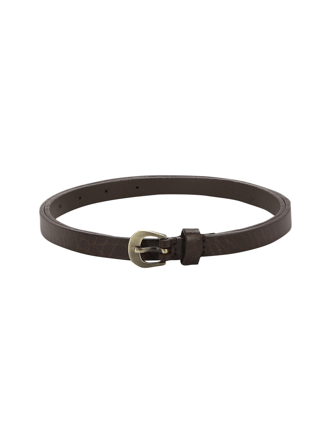 

Aditi Wasan Women Coffee Brown Textured Slim Leather Belt