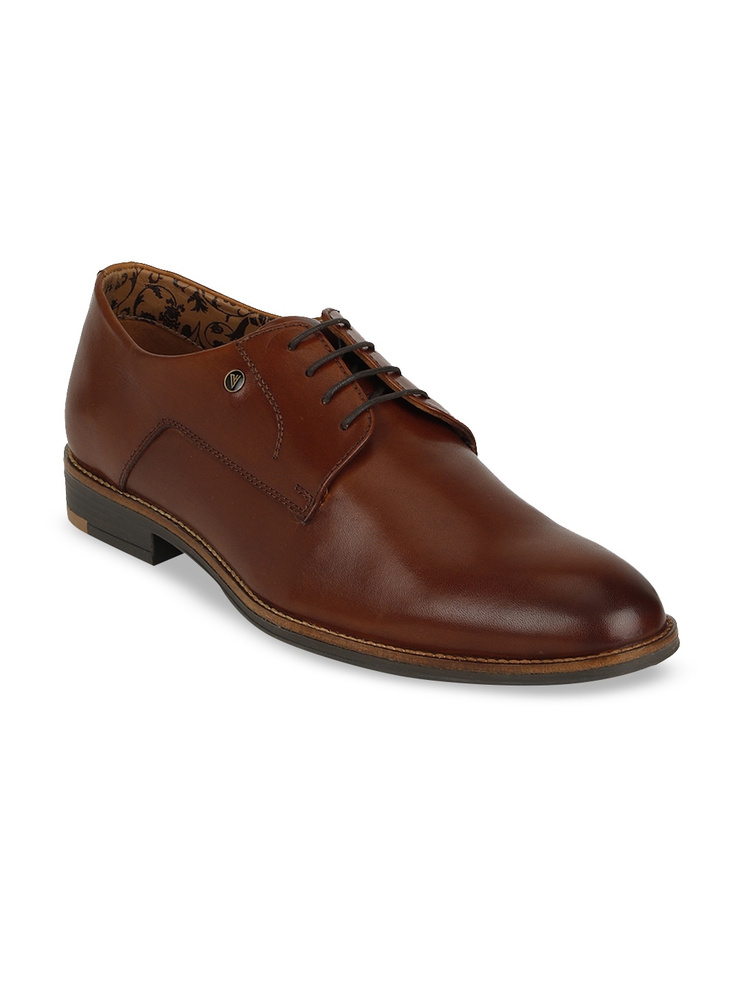 

Van Heusen Men Brown Solid Leather Formal Derbys