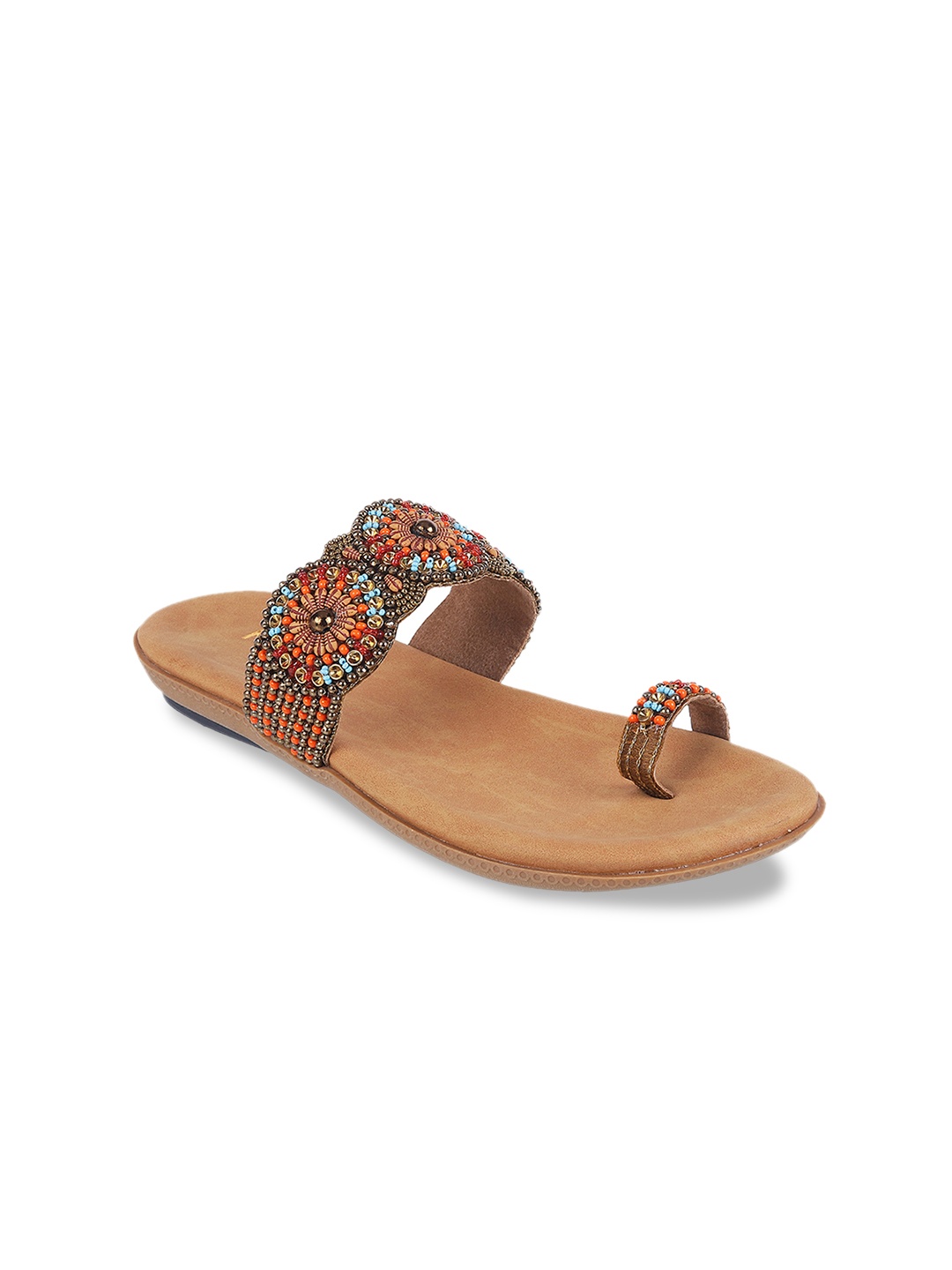 

Metro Women Gold-Toned Embellished One Toe Flats