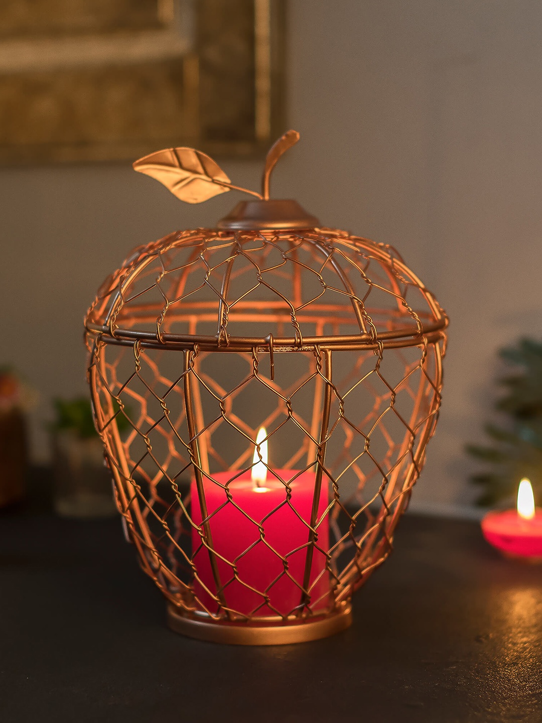 

Homesake Brown Apple Cage Shaped Candle Holder