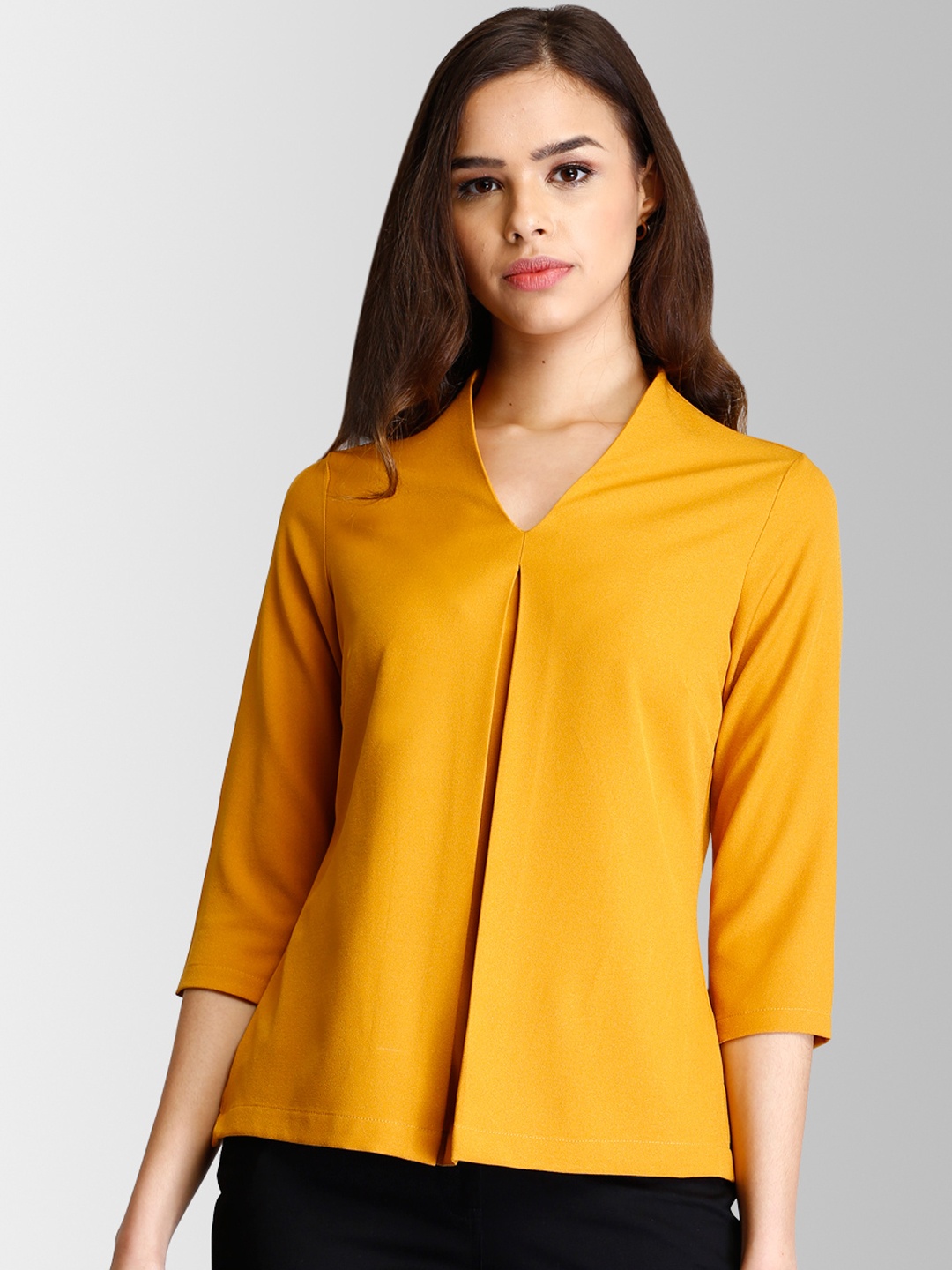 

FableStreet Women Mustard Yellow Solid Top
