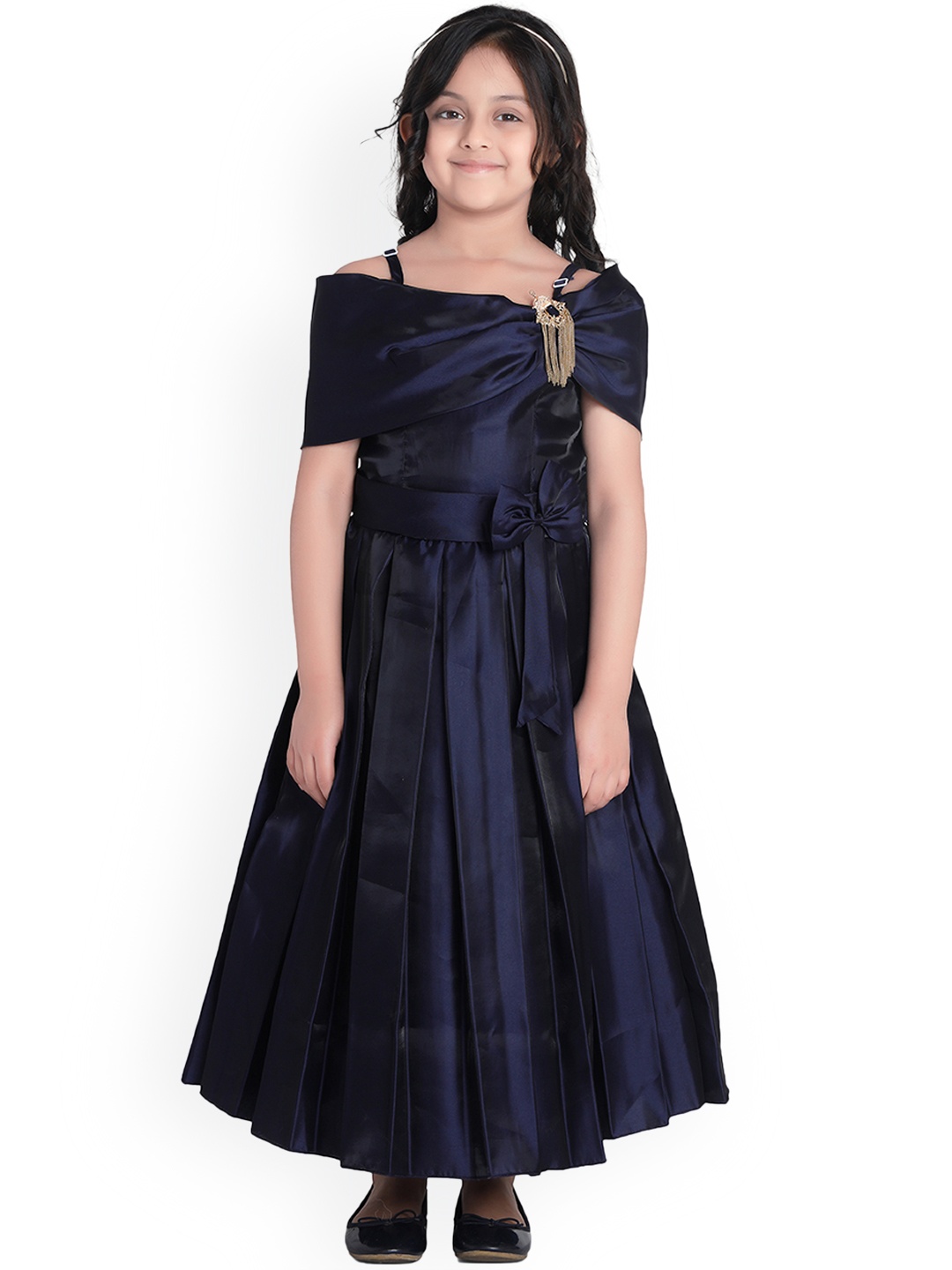 

ADIVA Girls Navy Blue Solid Maxi Dress