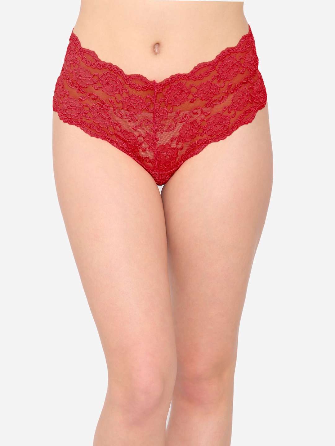 

N-Gal Women Red Self Design Lace Bikini Briefs NTDT05