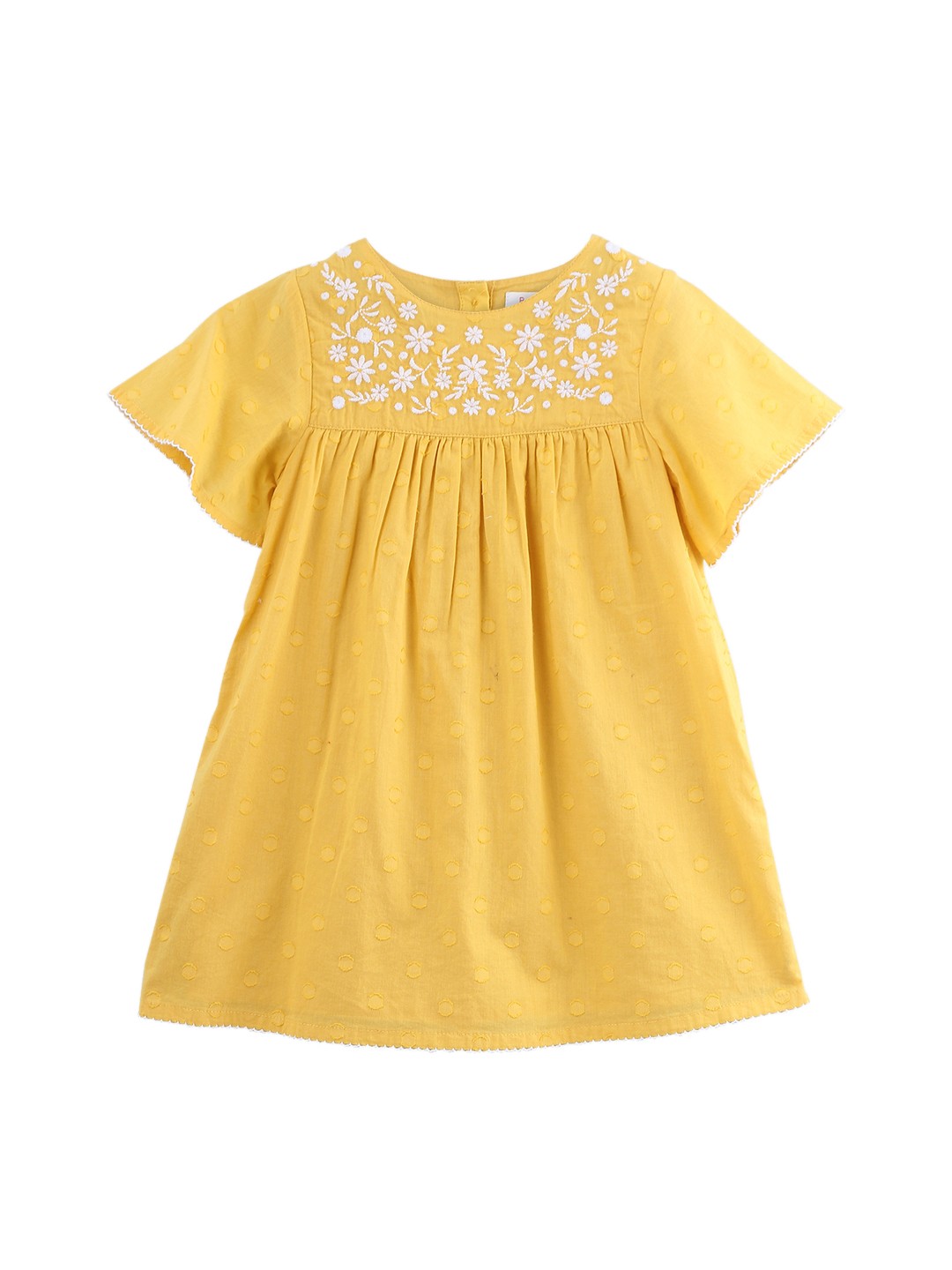 

Beebay Girls Yellow Embroidered A-Line Dress