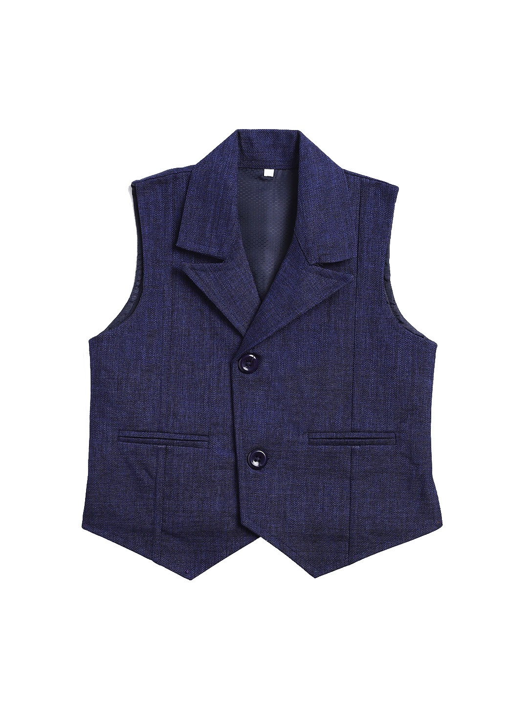 Kidling Boys Navy Blue Solid Woven Waistcoat