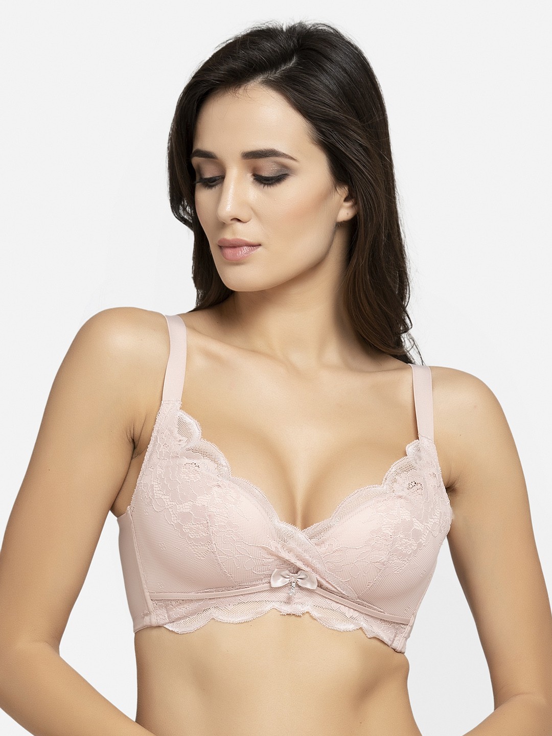 

AVANT-GARDE PARIS Pink Lace Non-Wired Lightly Padded Push-Up Bra 662525532178