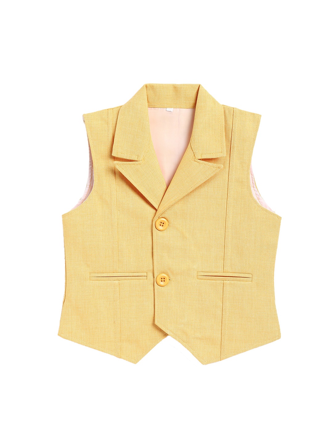 

Kidling Boys Yllow Solid Woven Waistcoat, Yellow
