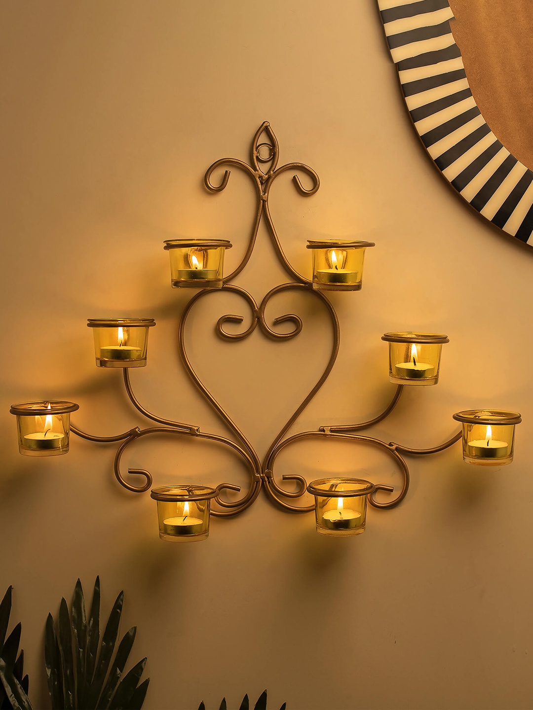 Homesake Yellow Sconce Tealight Candle Holder, Gold