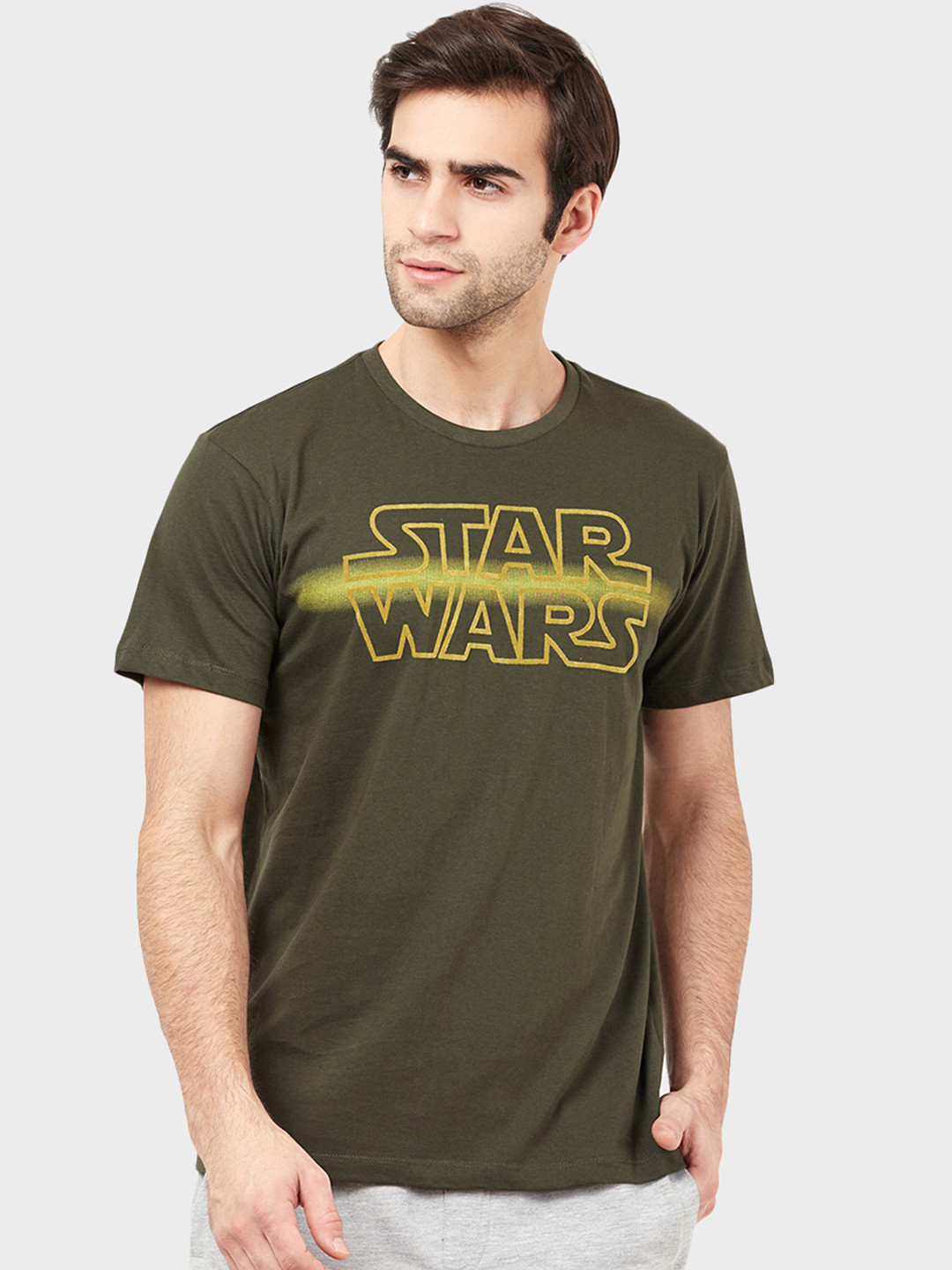 

Free Authority Men Olive Star Wars Printed T-shirt