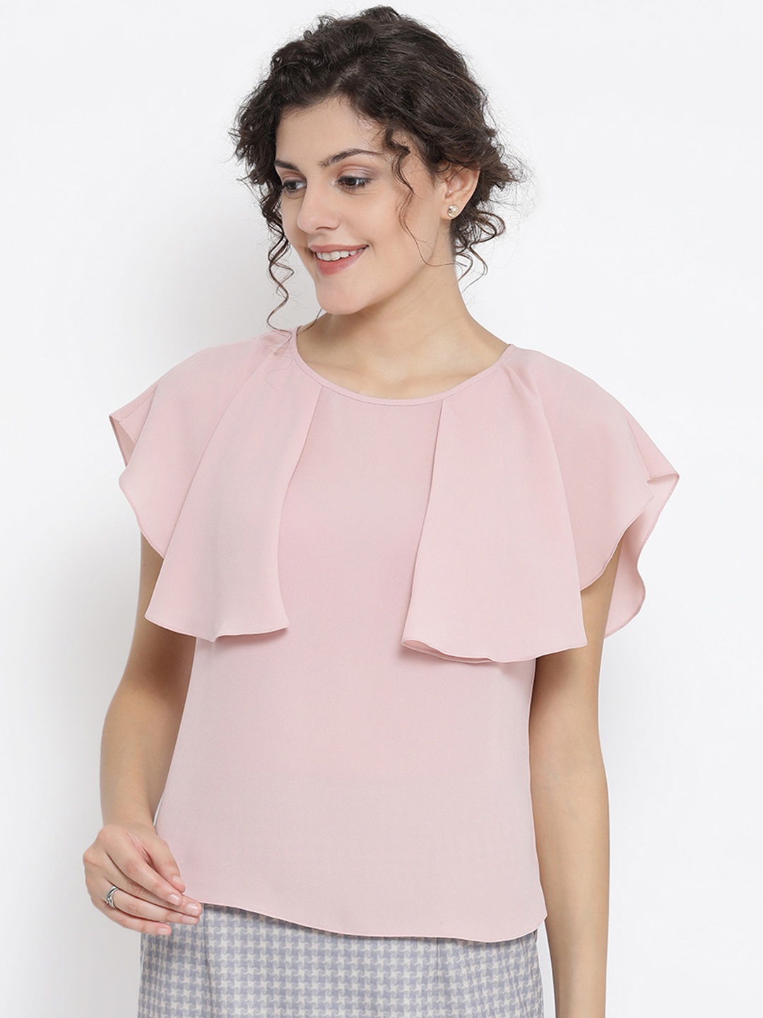 

OFFICE & YOU Women Pink Solid Cape Top