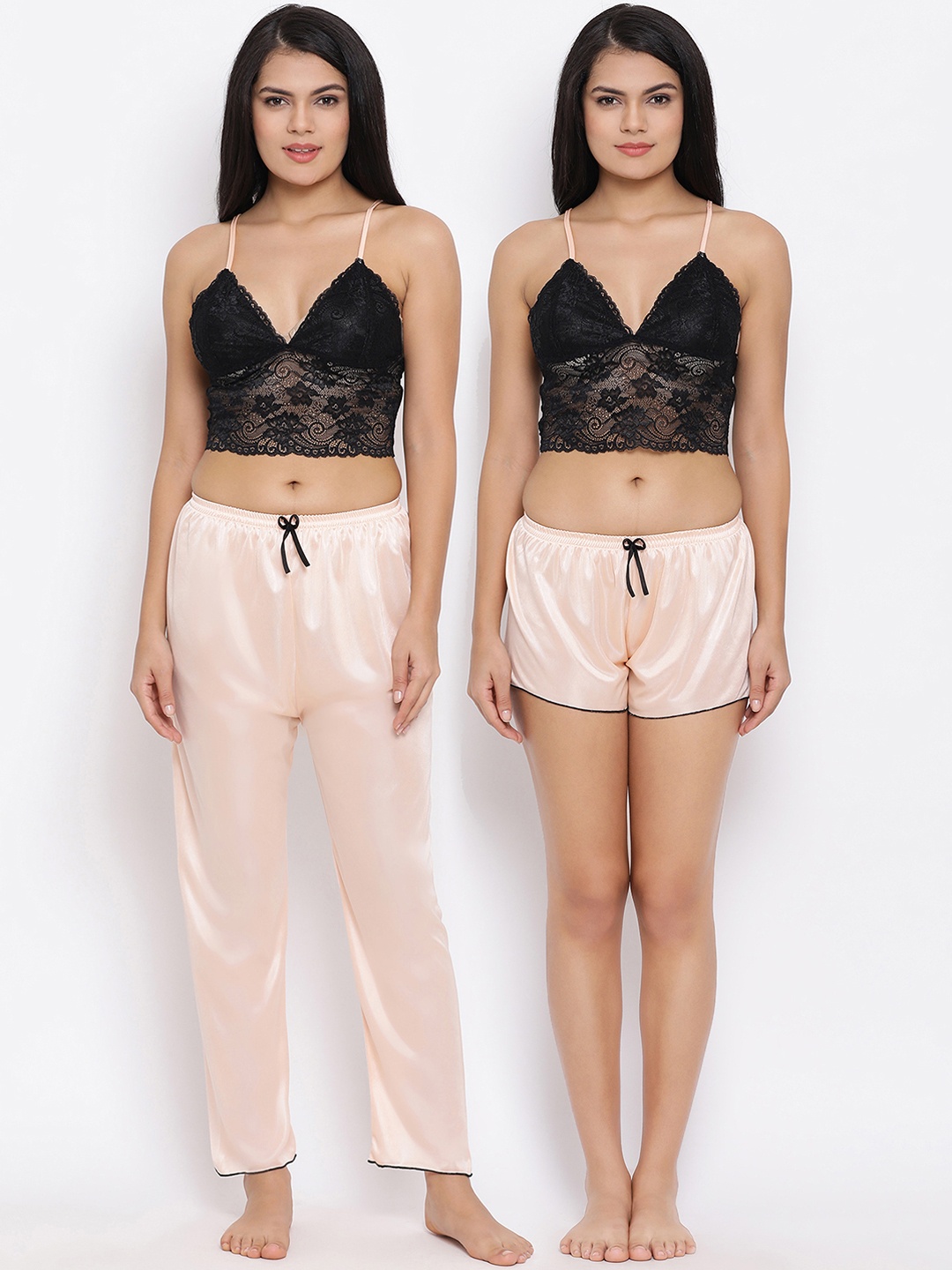 

Clovia Women Pack Of 2 Solid Night Suit NS1293P16S, Peach