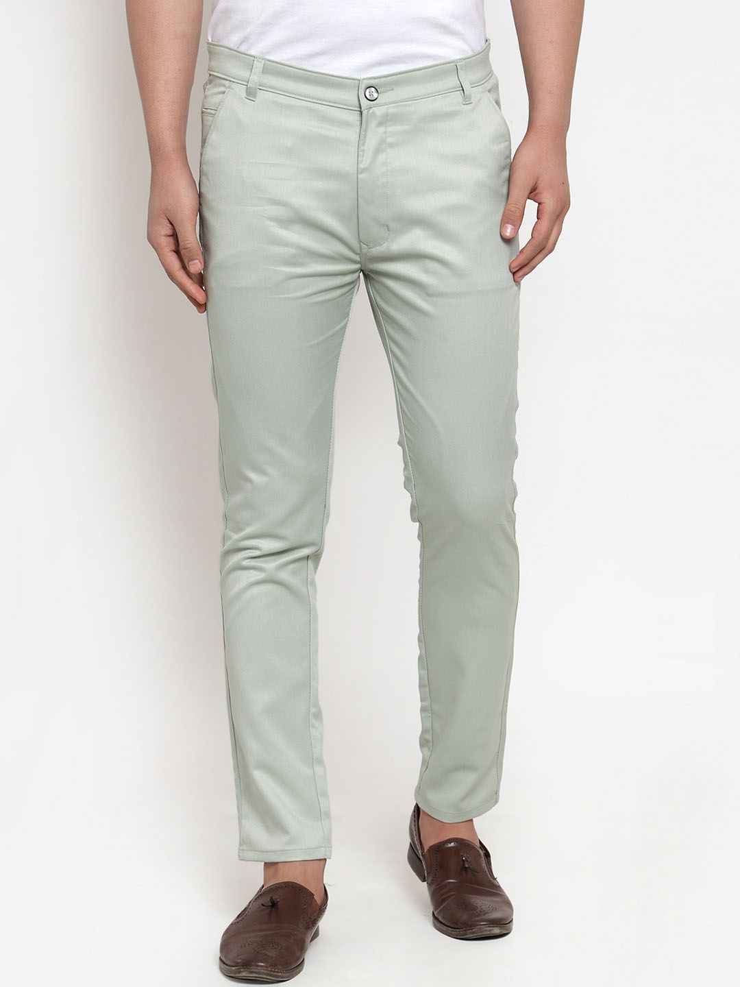 

JAINISH Men Green Smart Slim Fit Solid Regular Trousers