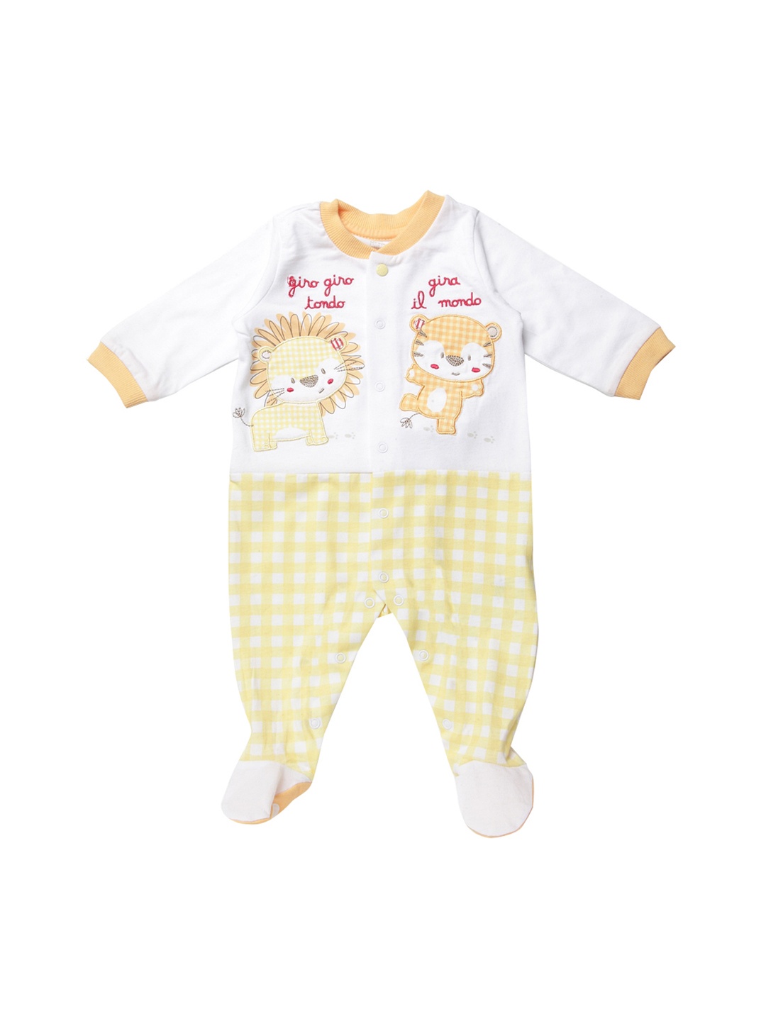 

Chicco Kids White & Yellow Checked Sleepsuit