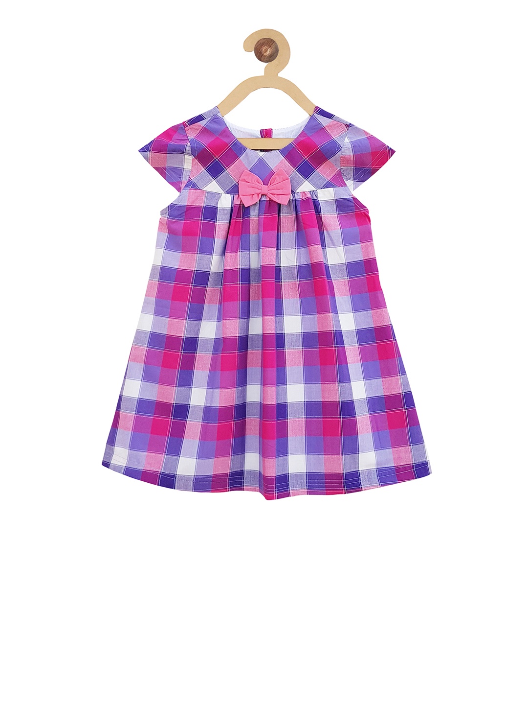 

Campana Girls Purple Checked A-Line Dress