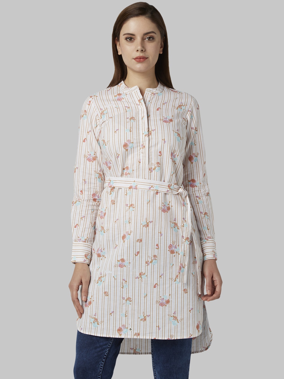 

Park Avenue Women White & Orange Printed Tunics