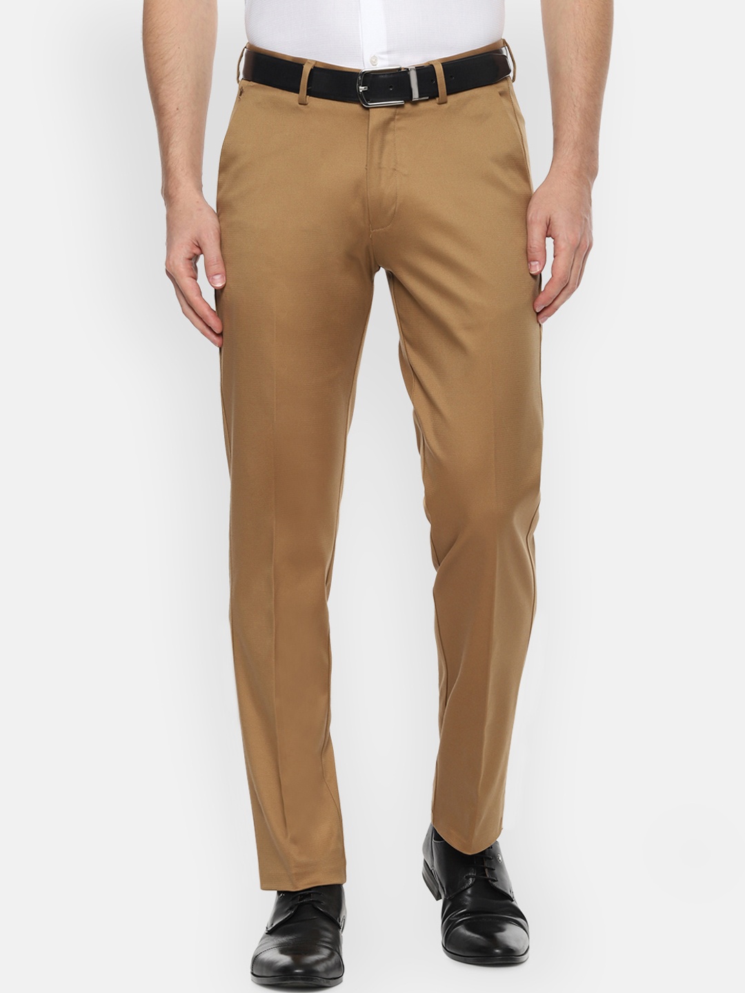 

Louis Philippe Men Khaki Slim Fit Solid Regular Trousers
