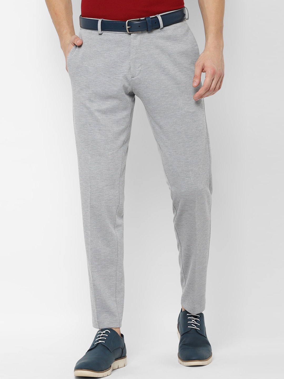 

Allen Solly Men Grey Slim Fit Solid Regular Trousers