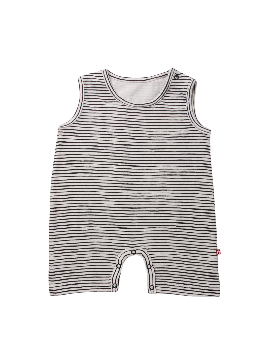 

Nino Bambino Boys White & Black Striped Pure Organic Cotton Rompers