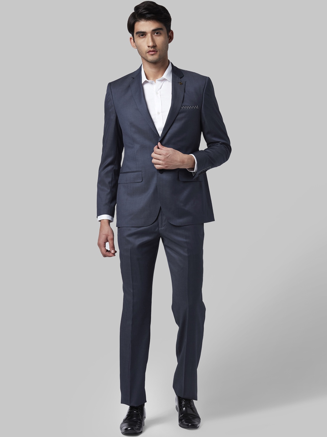 

Park Avenue Men Blue Solid Single-Breasted Formal Suit
