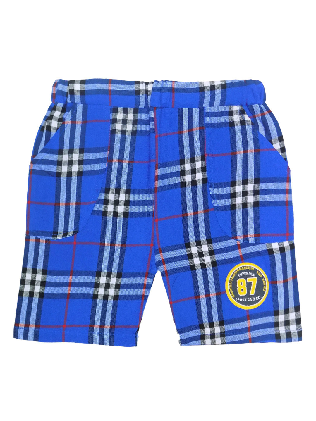 

SWEET ANGEL Boys Blue Checked Regular Fit Shorts