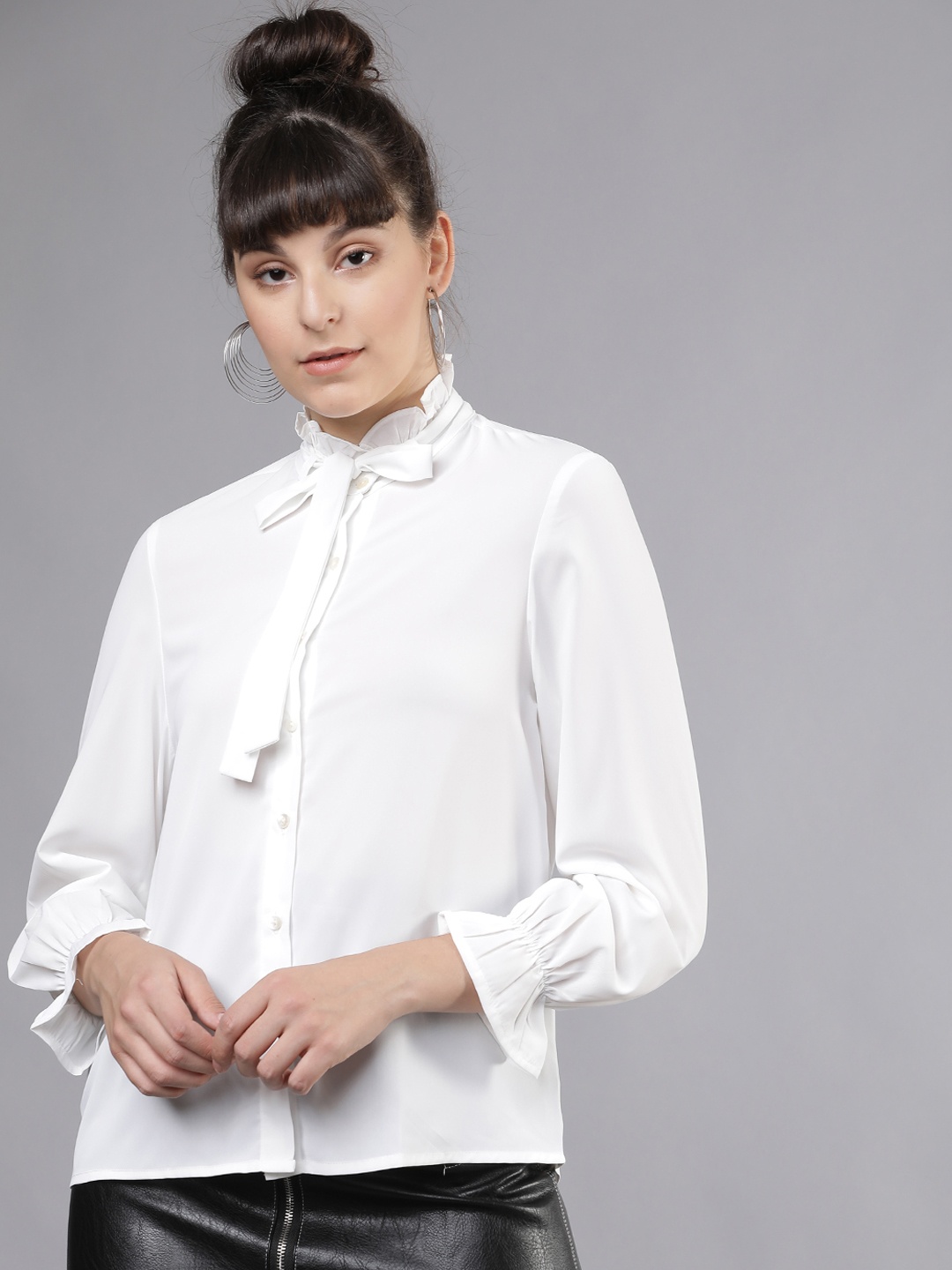 

Tokyo Talkies Women White Regular Fit Solid Casual Shirt