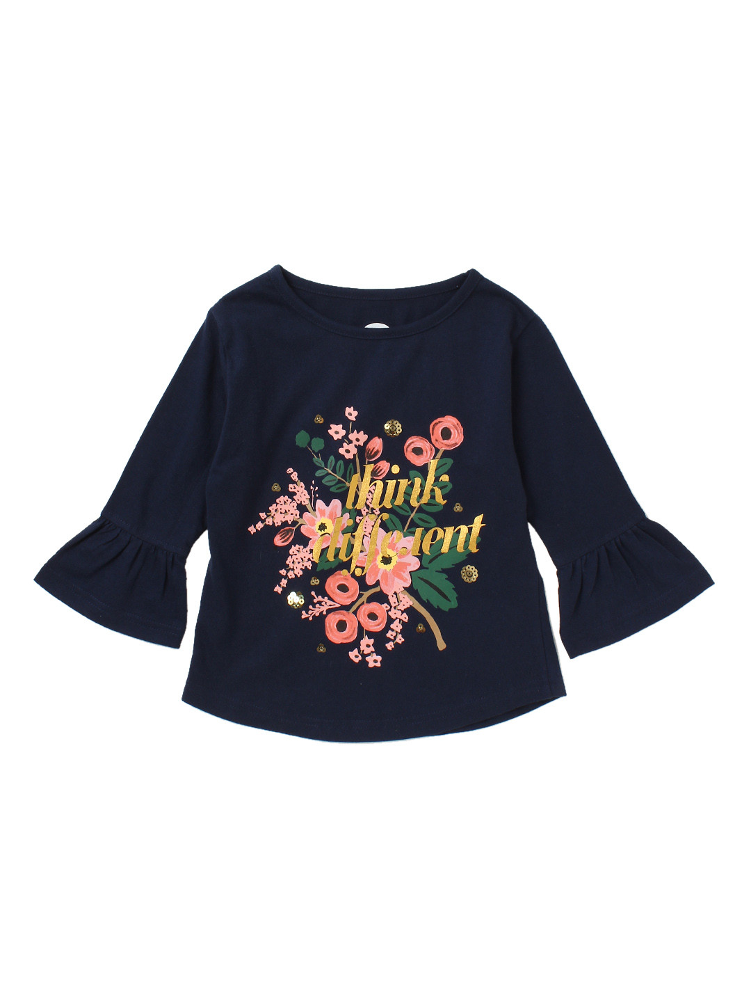

Cub McPaws Girls Navy Blue & Pink Printed Knitted Pure Cotton Top