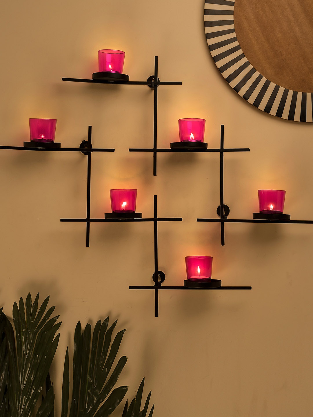 

Homesake Pink Set Of 2 Scorching Ladder Shaped Candle Holder with Six Votive