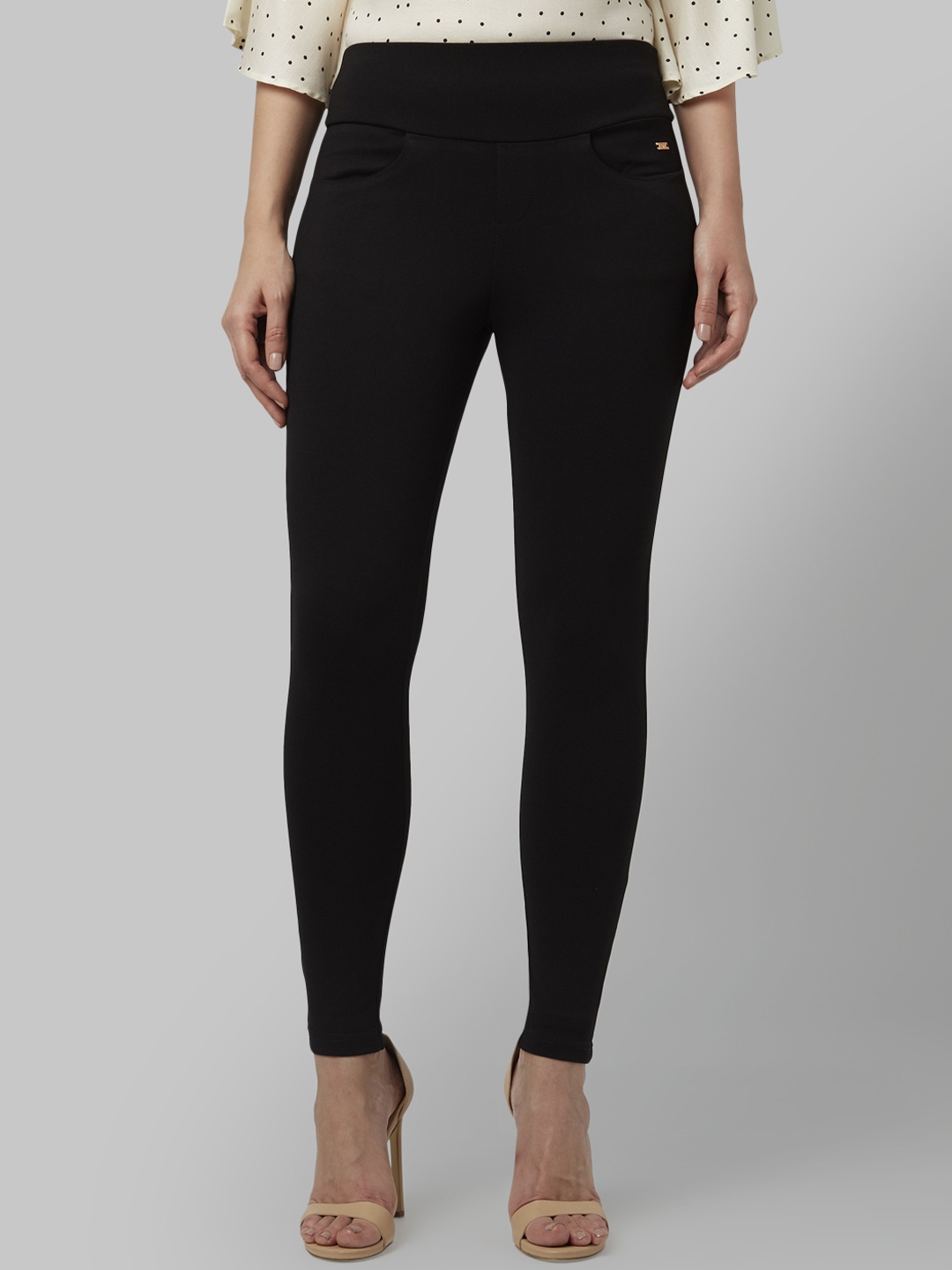 

Park Avenue Woman Women Black Regular Fit Solid Cigarette Trousers