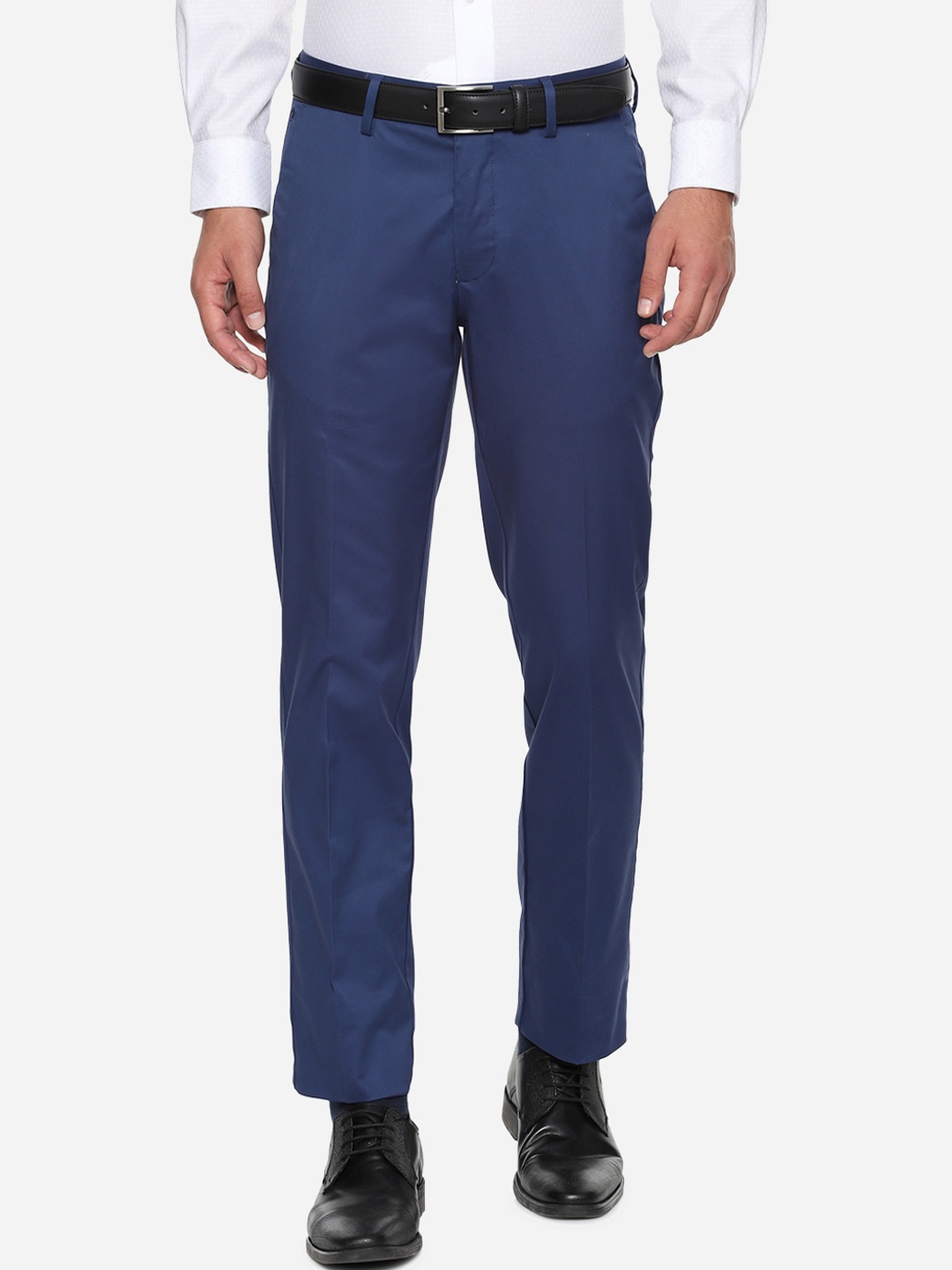 

Louis Philippe Men Blue Regular Fit Solid Regular Trousers