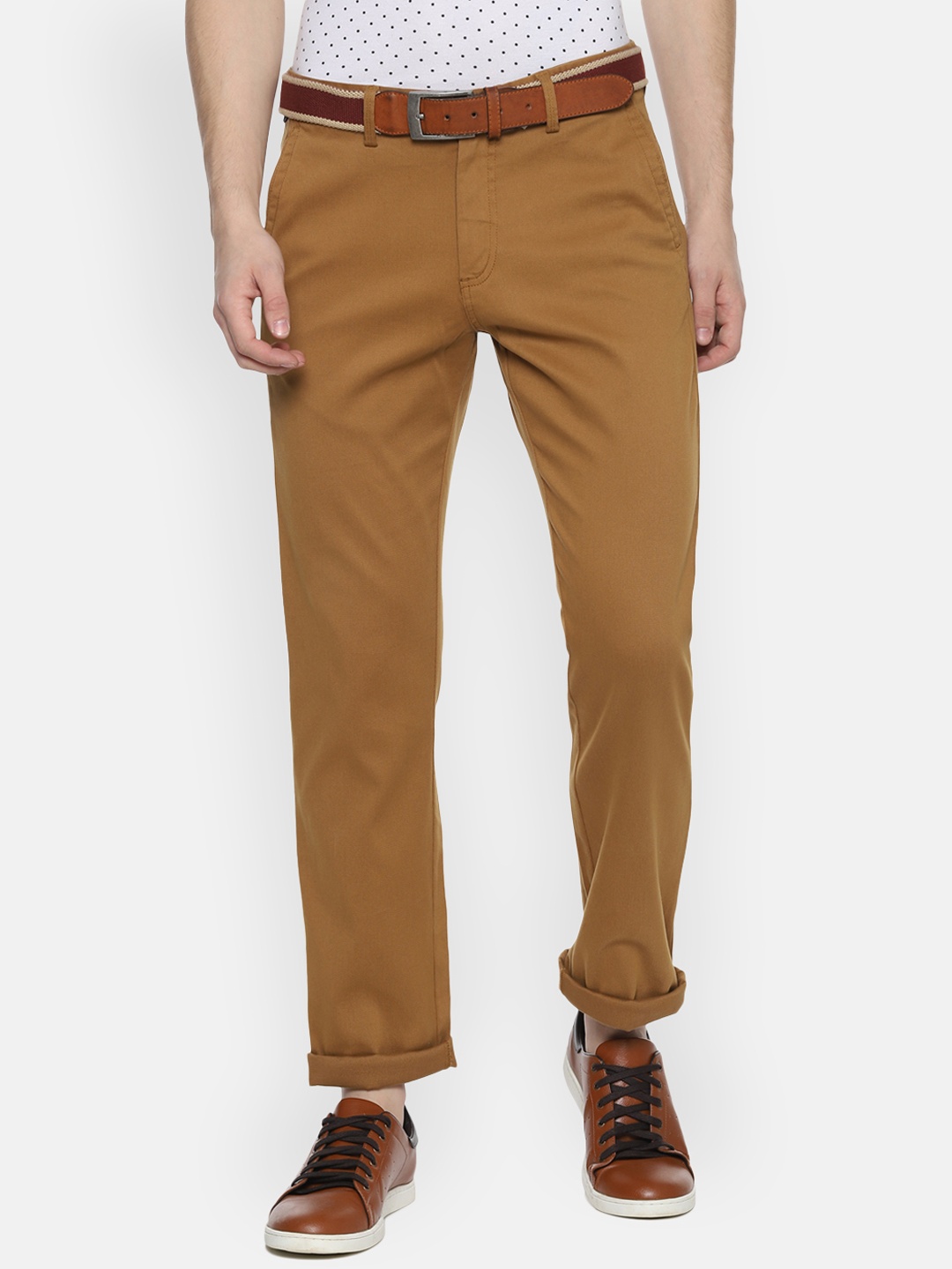 

Allen Solly Men Brown Regular Fit Solid Regular Trousers
