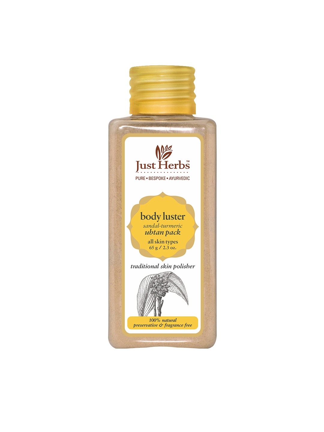 

Just Herbs Sandal-Turmeric Body Luster Ubtan Pack 65 g, Brown
